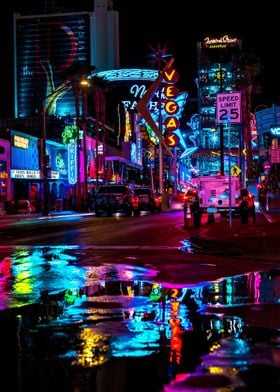 Neon night city Las Vegas